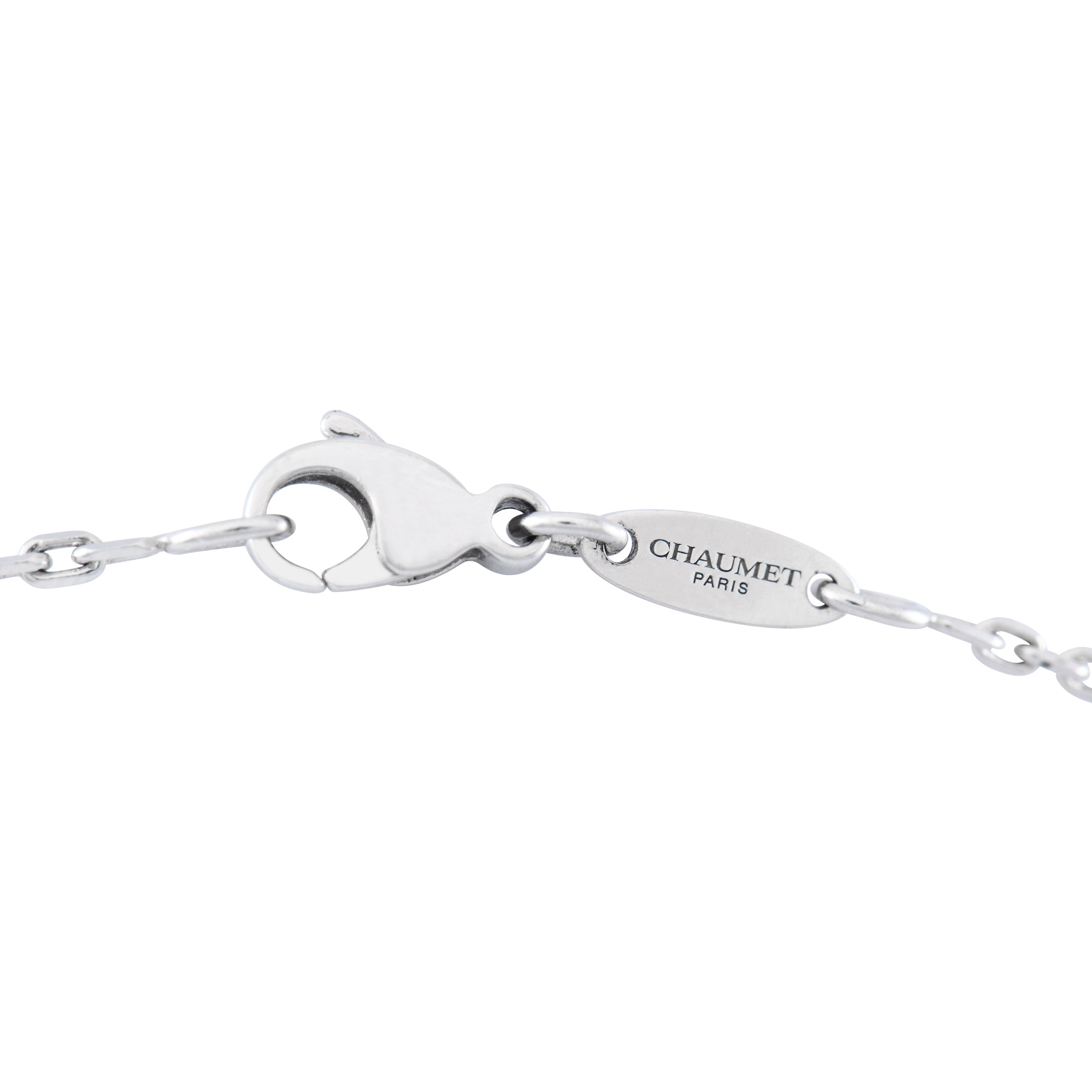 ChaumetClass One 18K White Gold 2.0ct Diamond Black and White Enamel Necklace