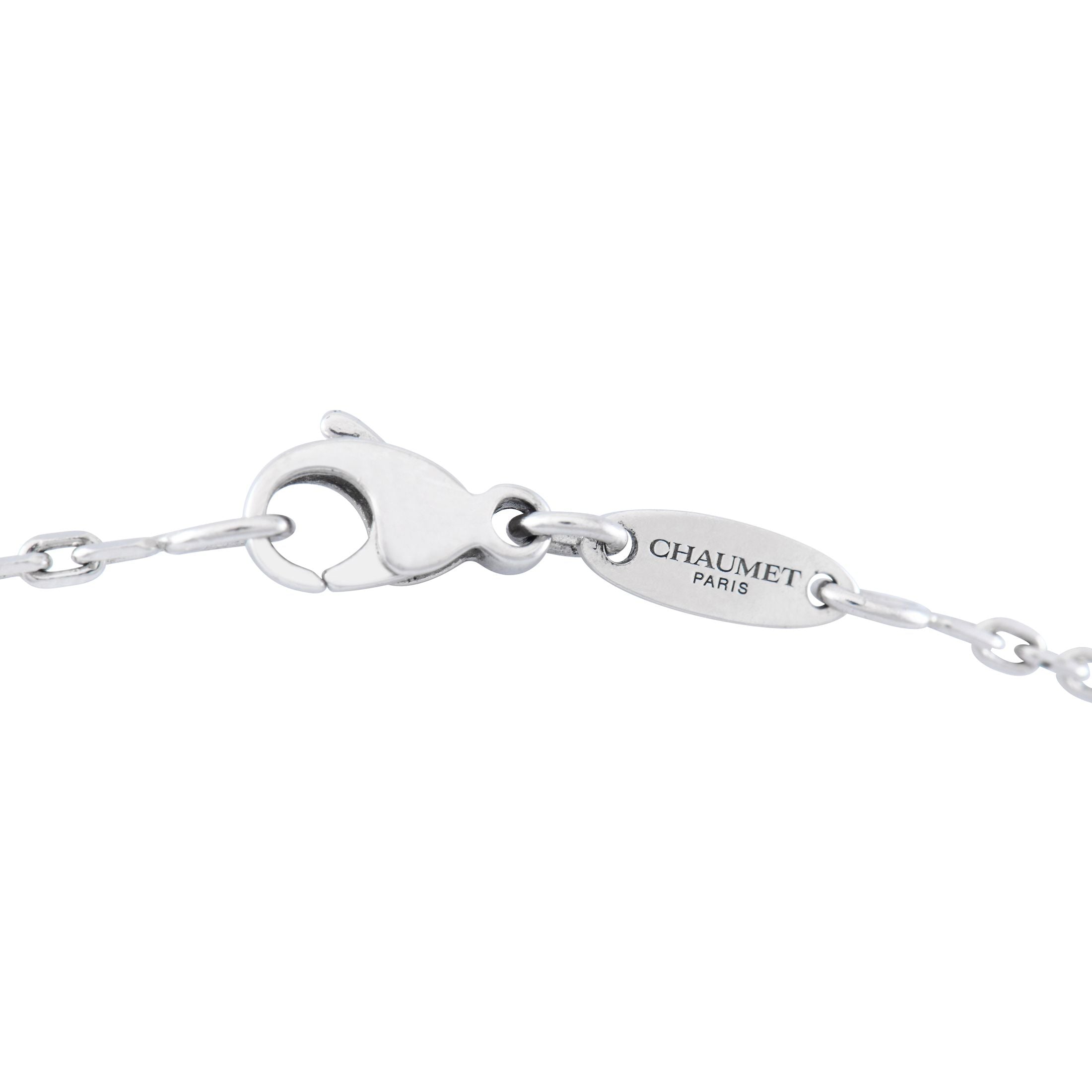 ChaumetClass One 18K White Gold 2.0ct Diamond Black and White Enamel Necklace