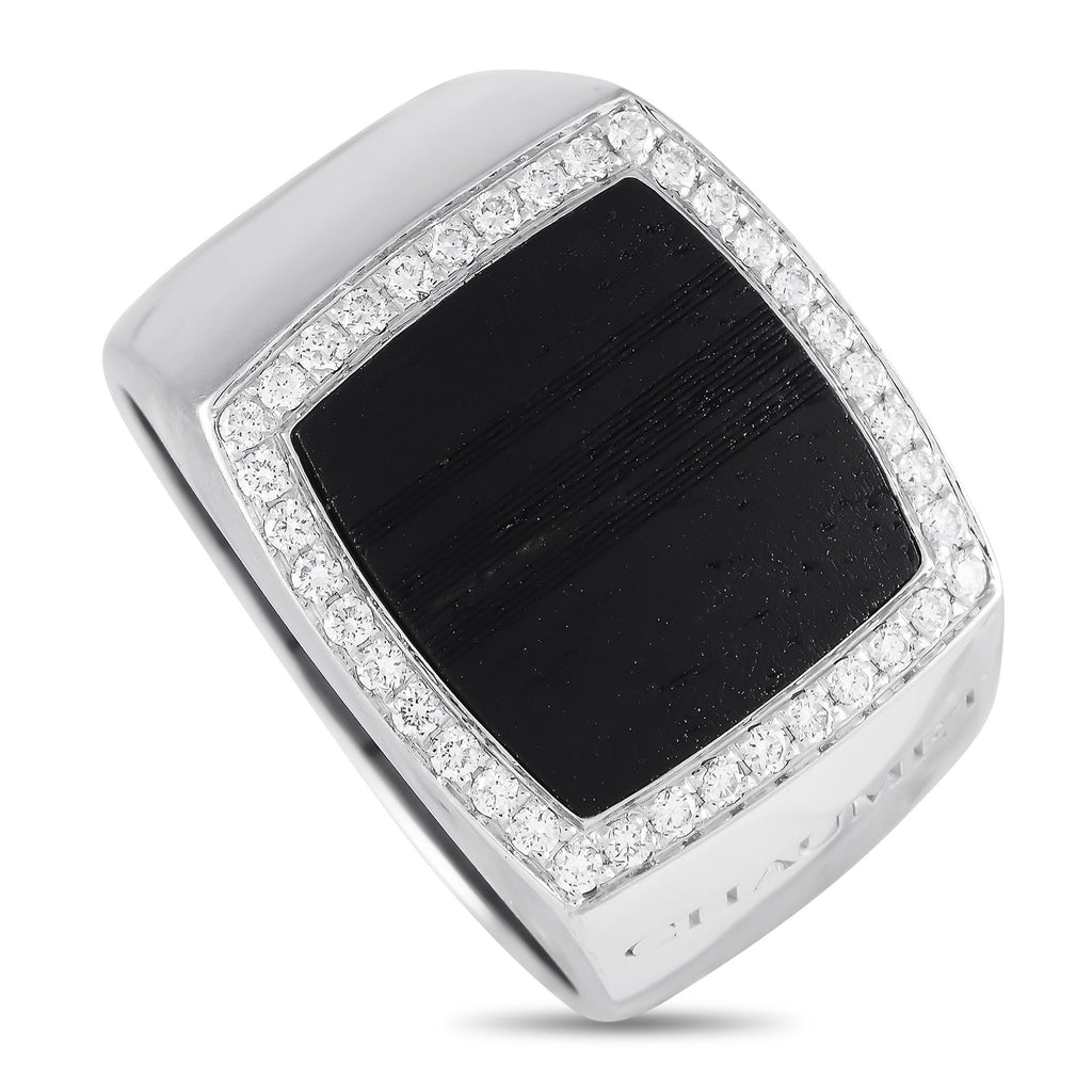 Chaumet18K White Gold 0.20ct Diamond and Wood Ring – Substantial in size, weight, and finger presence, this Chaumet ring for 