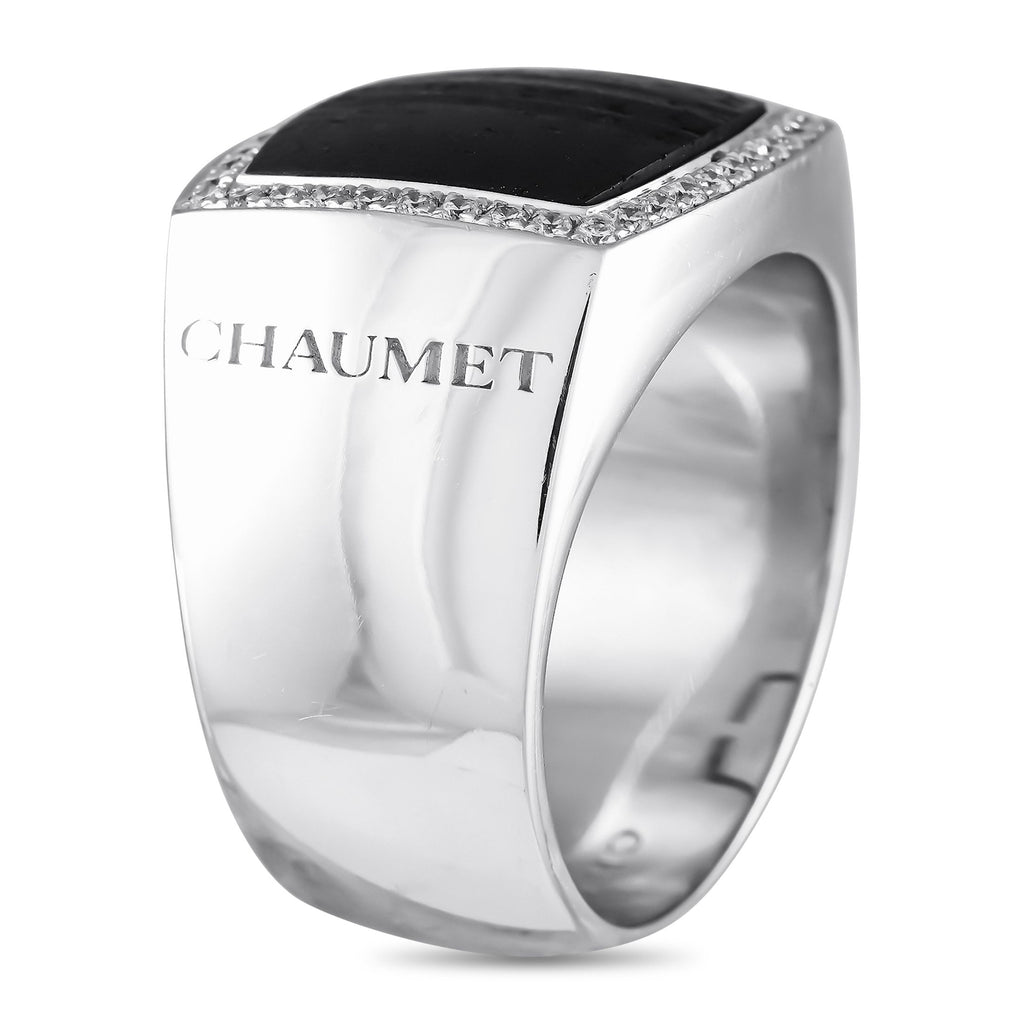 Chaumet 18K White Gold 0.20ct Diamond and Wood Ring