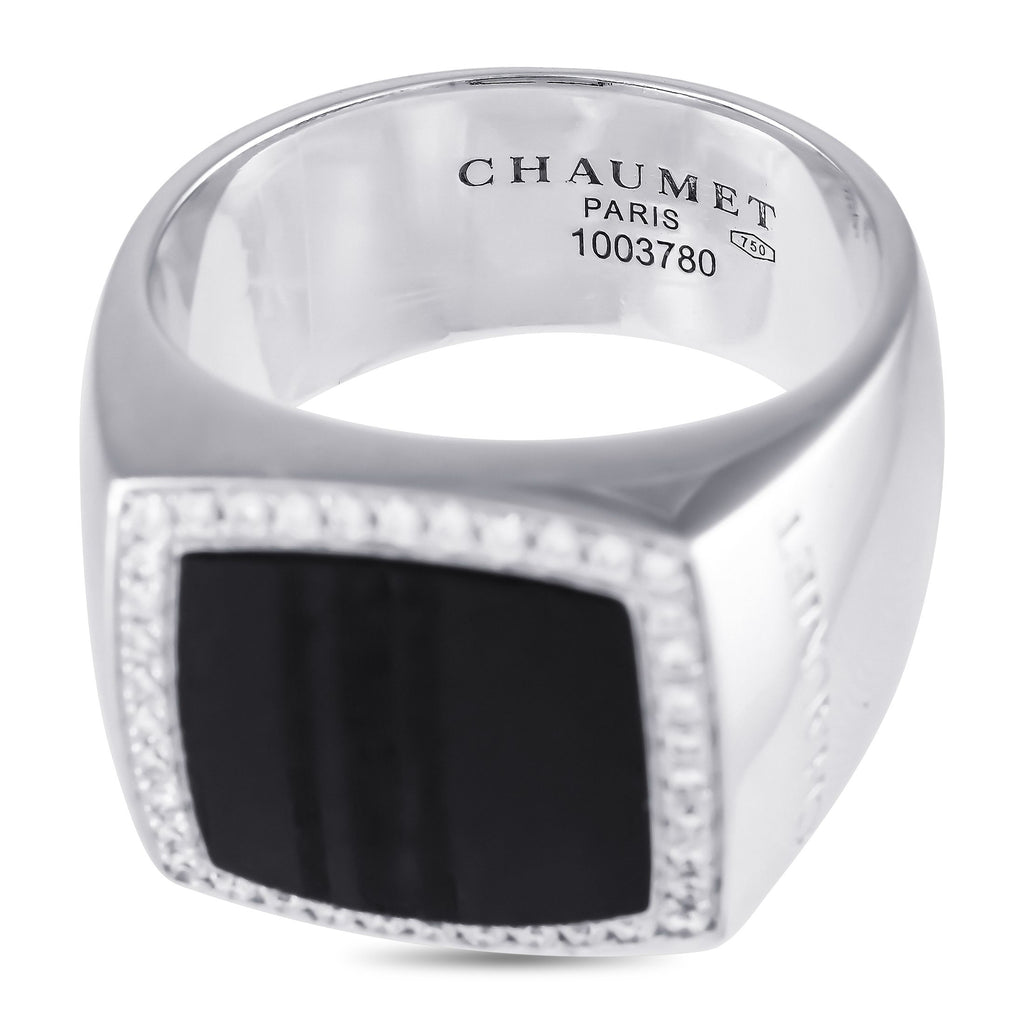 Chaumet 18K White Gold 0.20ct Diamond and Wood Ring