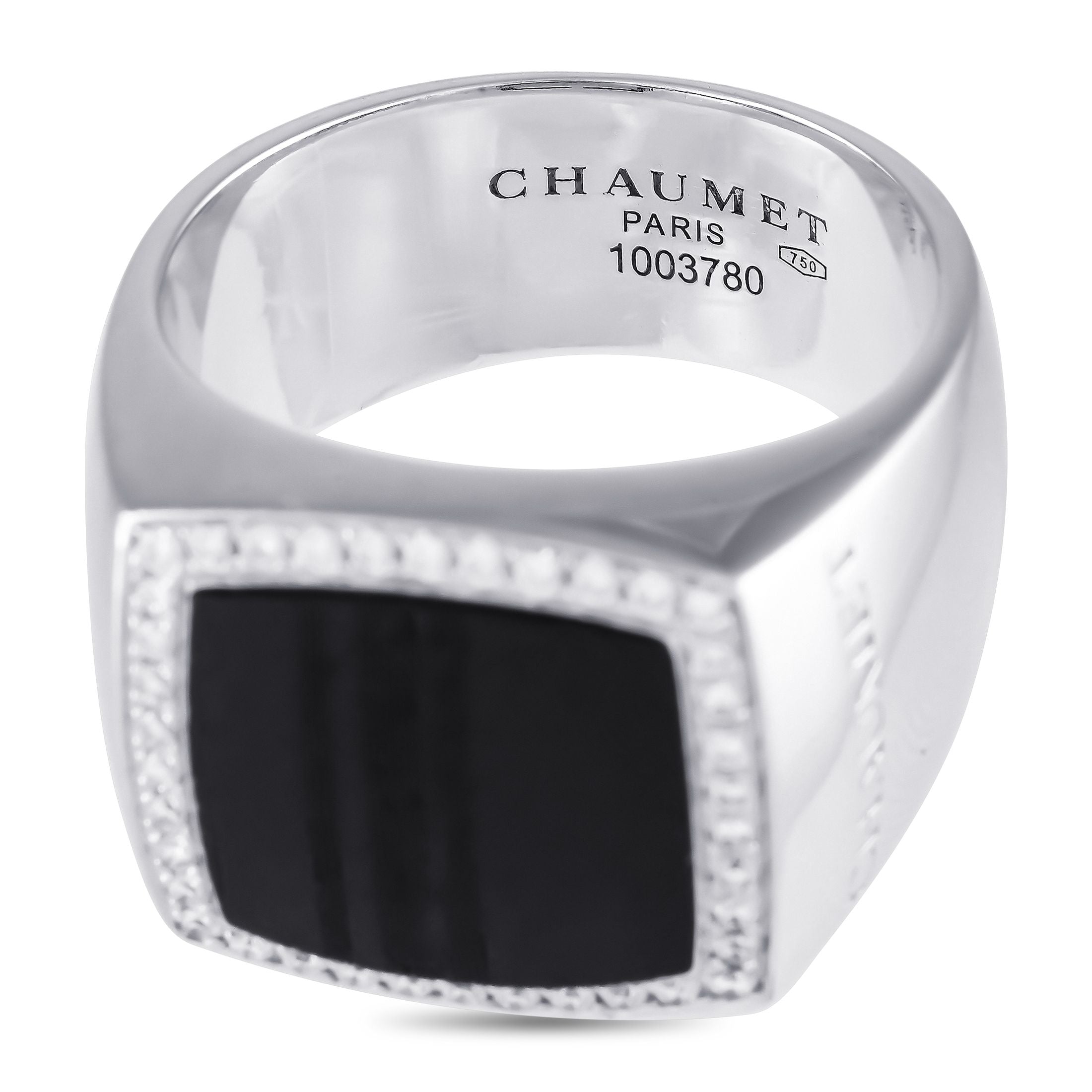 Chaumet 18K White Gold 0.20ct Diamond and Wood Ring
