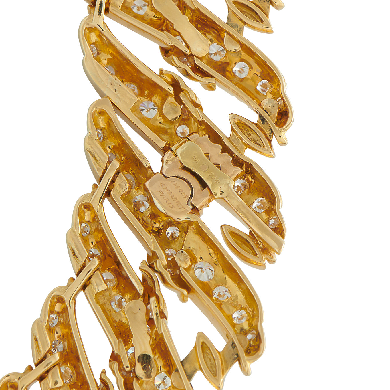 Chaumet Vintage 18K Yellow Gold 20.99ct Diamond Wave Link Choker Necklace