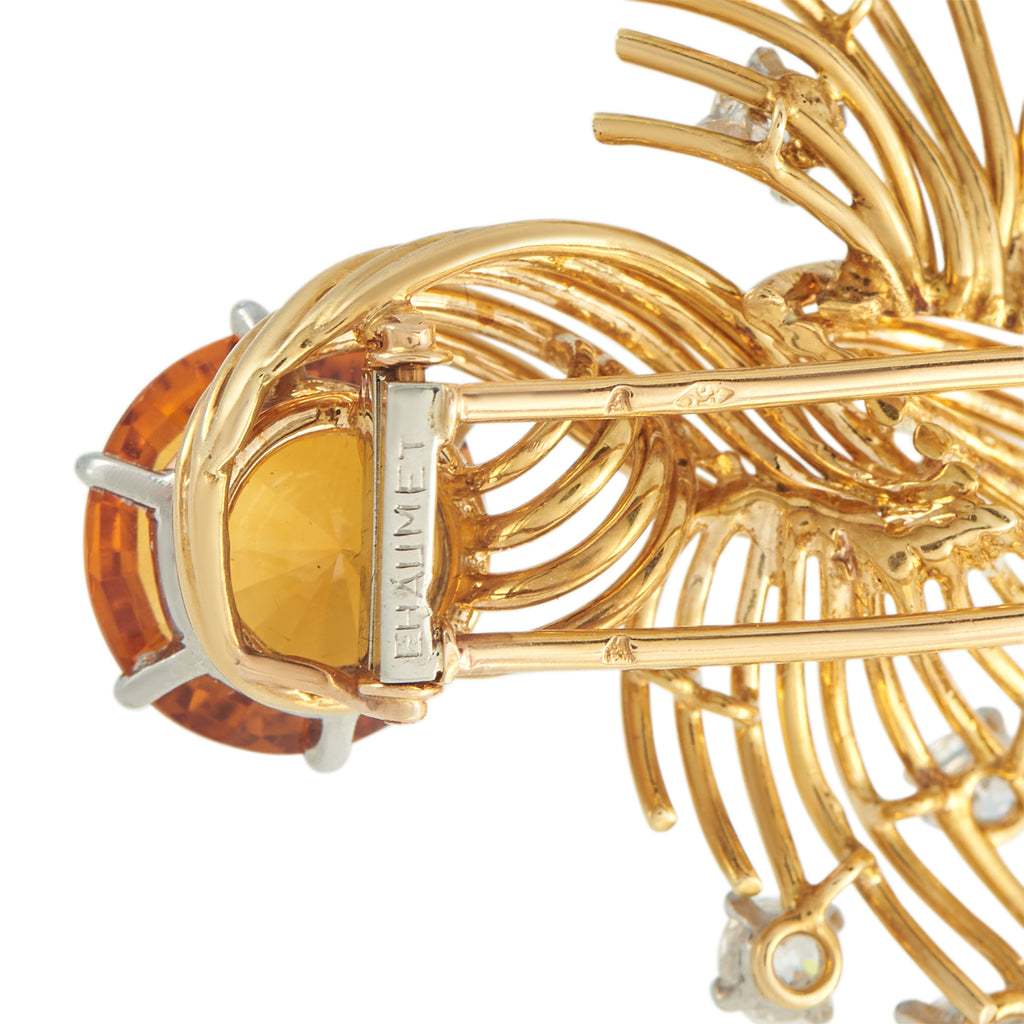 Chaumet18K Yellow Gold 2.0ct Diamond and Citrine Brooch