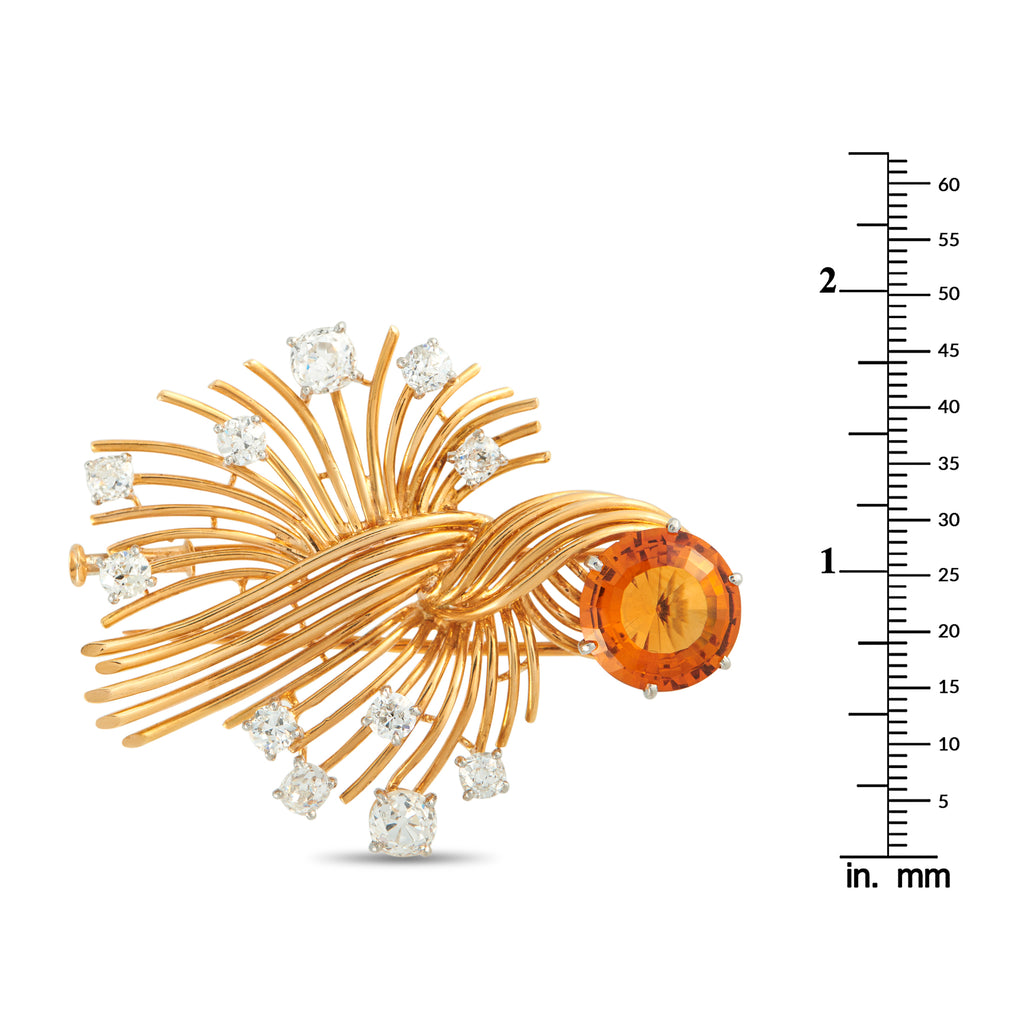 Chaumet18K Yellow Gold 2.0ct Diamond and Citrine Brooch