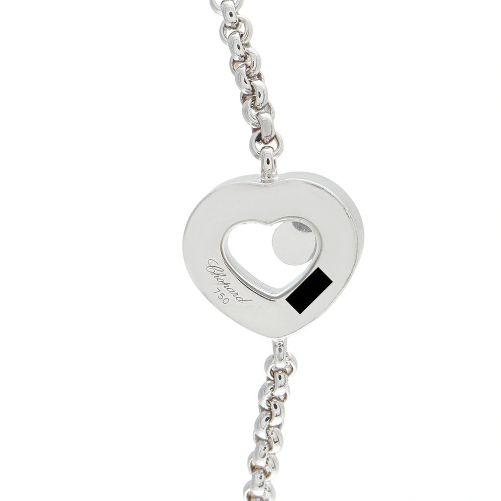 Heart pendant bracelet with black enamel inlay and round diamond-like setting