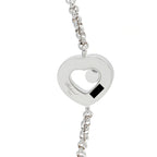 Heart pendant bracelet with black enamel inlay and round diamond-like setting