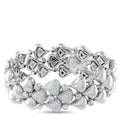 18K white gold diamond bracelet with pave heart-shaped links and circular clusters