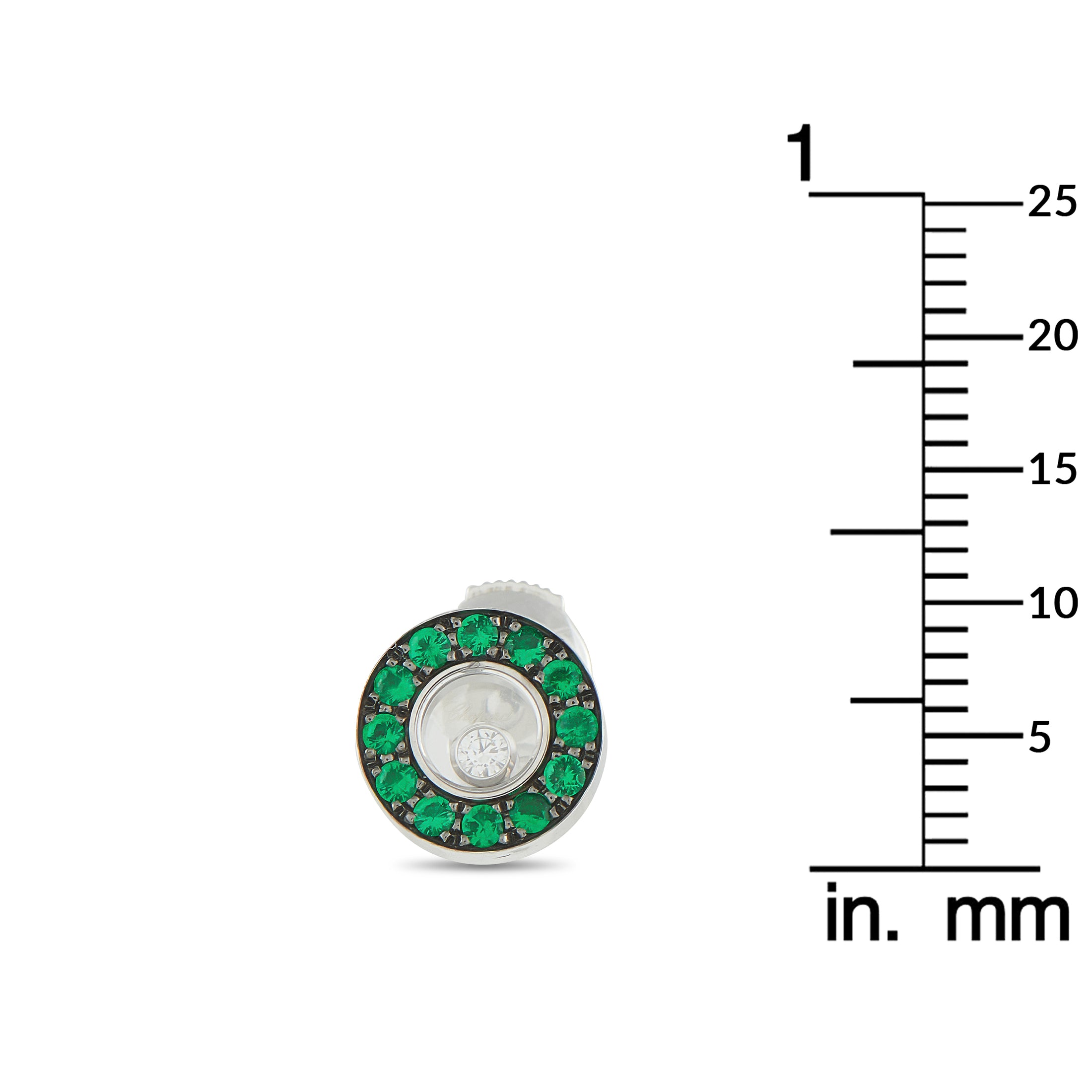 Chopard Happy Diamonds 18K White Gold Diamond and Emerald Stud Earrings