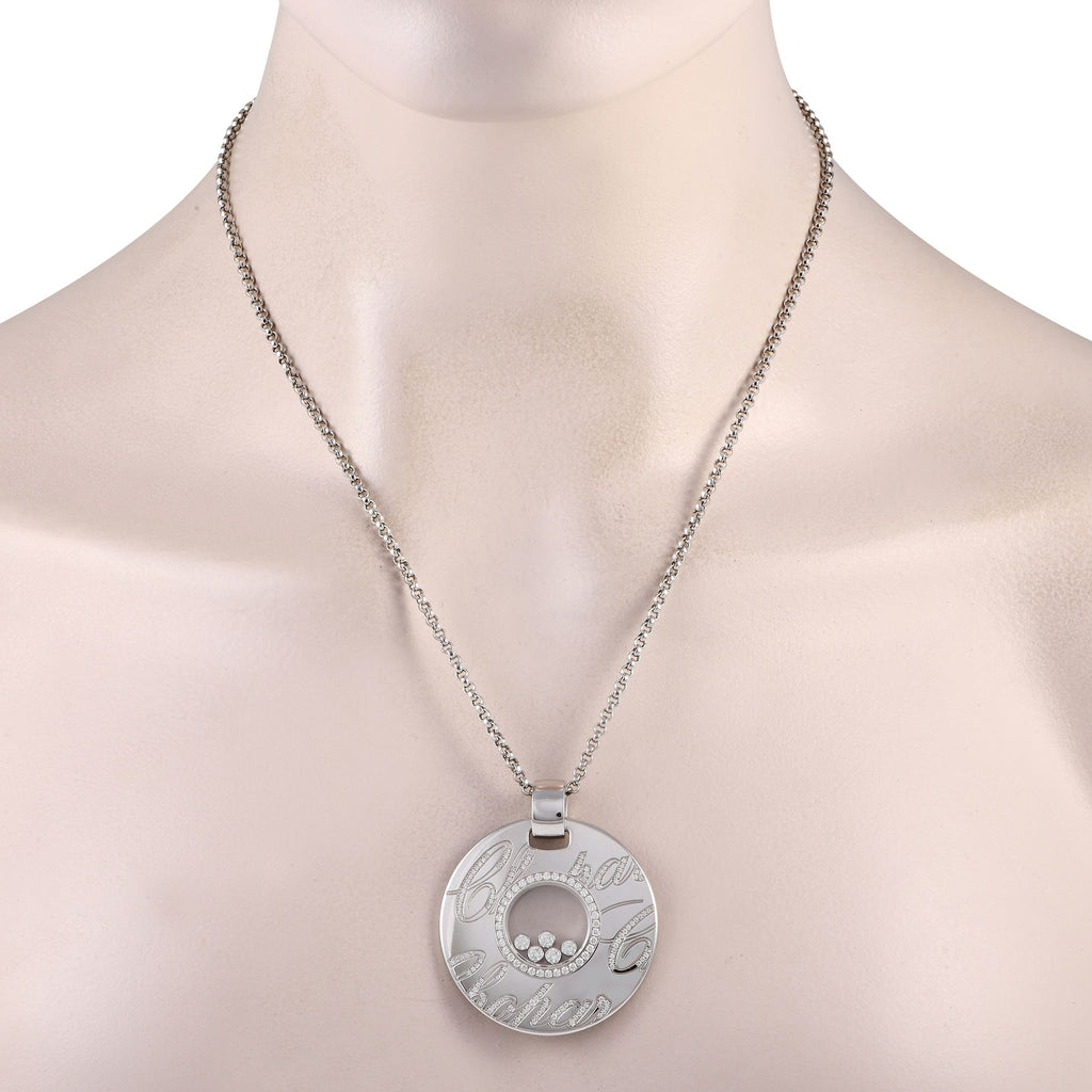 ChopardHappy Diamonds 18K White Gold 1.14ct Diamond Pendant Necklace