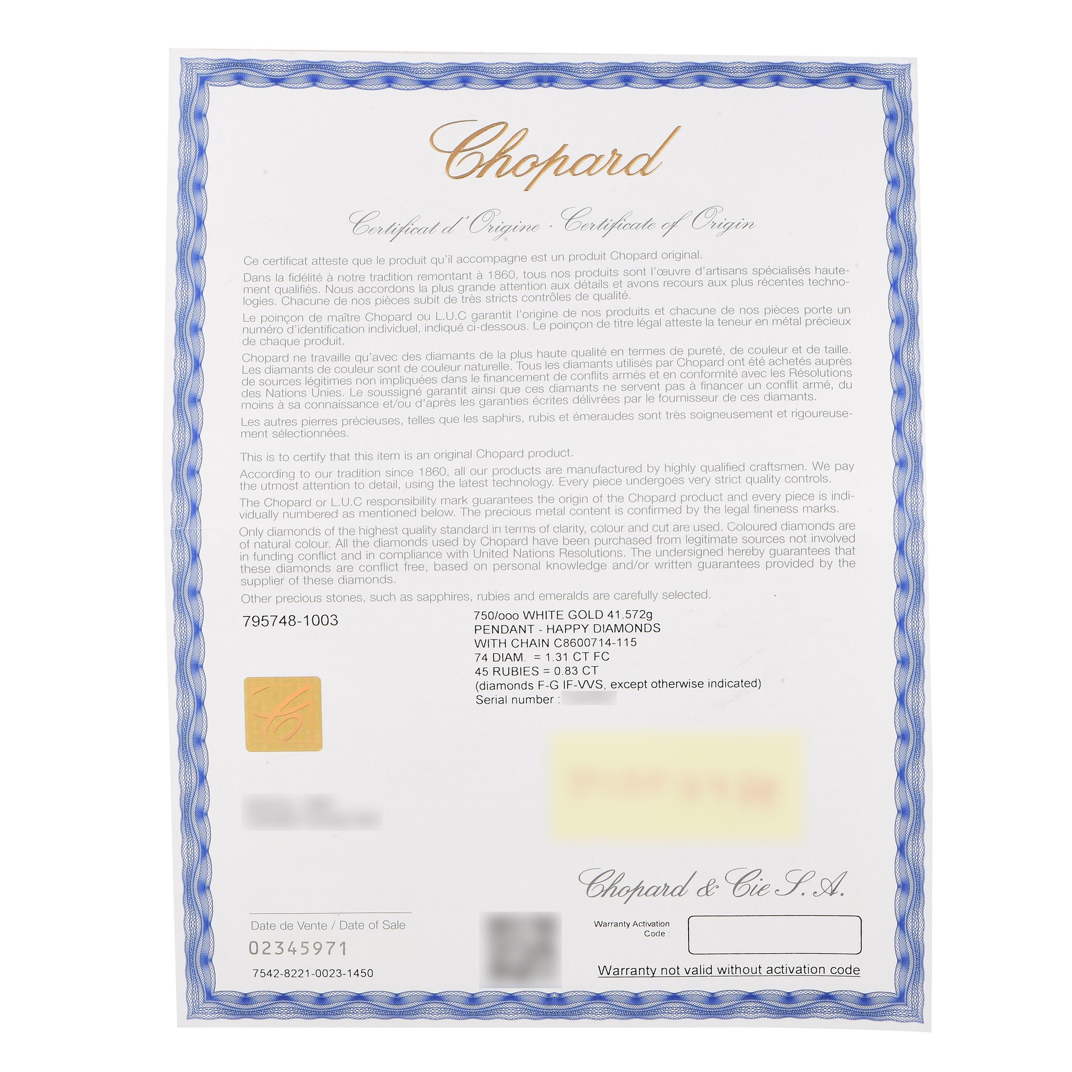 ChopardHappy Diamonds 18K White Gold 1.31ct Diamond and Ruby Necklace