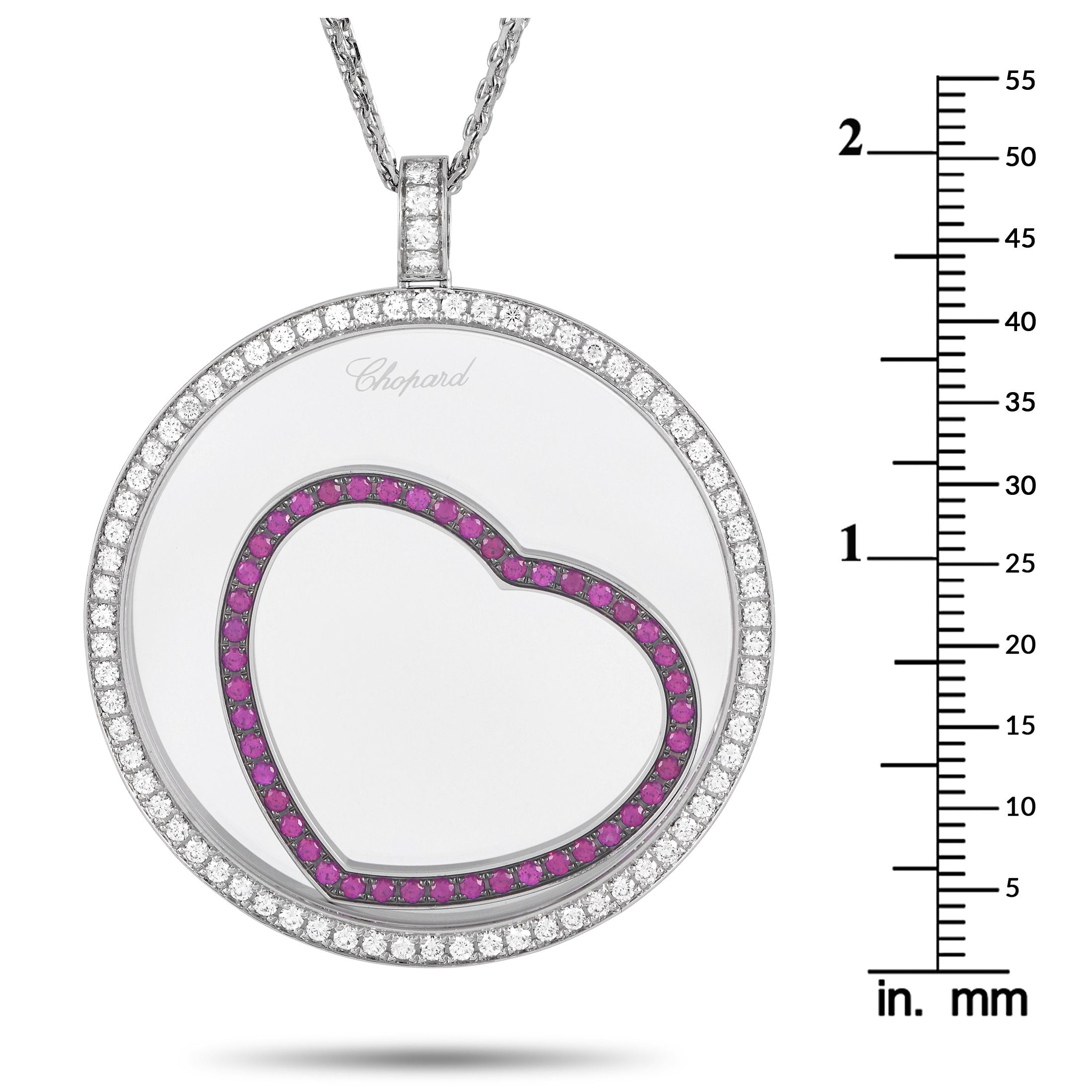 ChopardHappy Diamonds 18K White Gold 1.31ct Diamond and Ruby Necklace