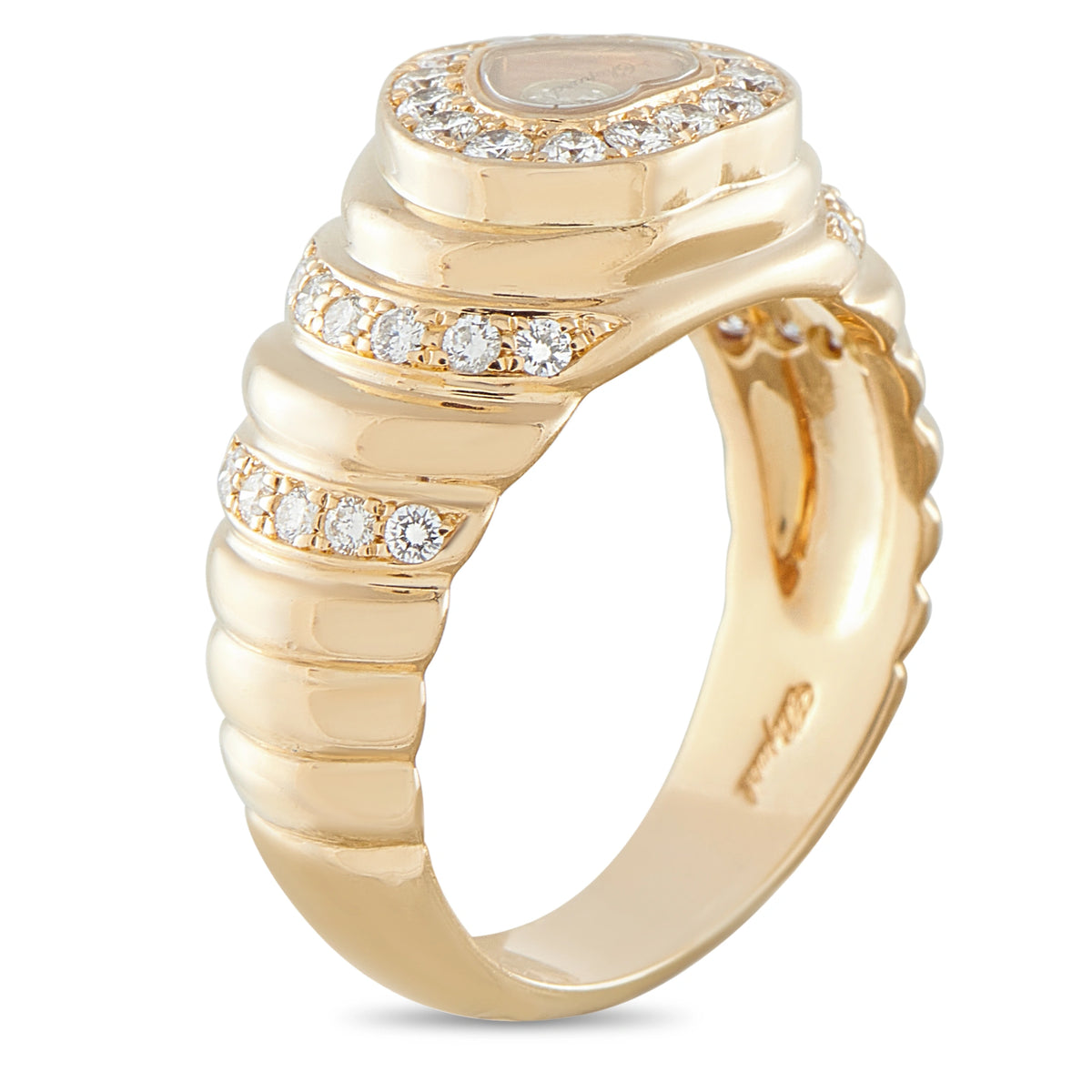 Chopard Happy Diamonds 18K yellow gold ring with pavé diamonds and heart-shaped top