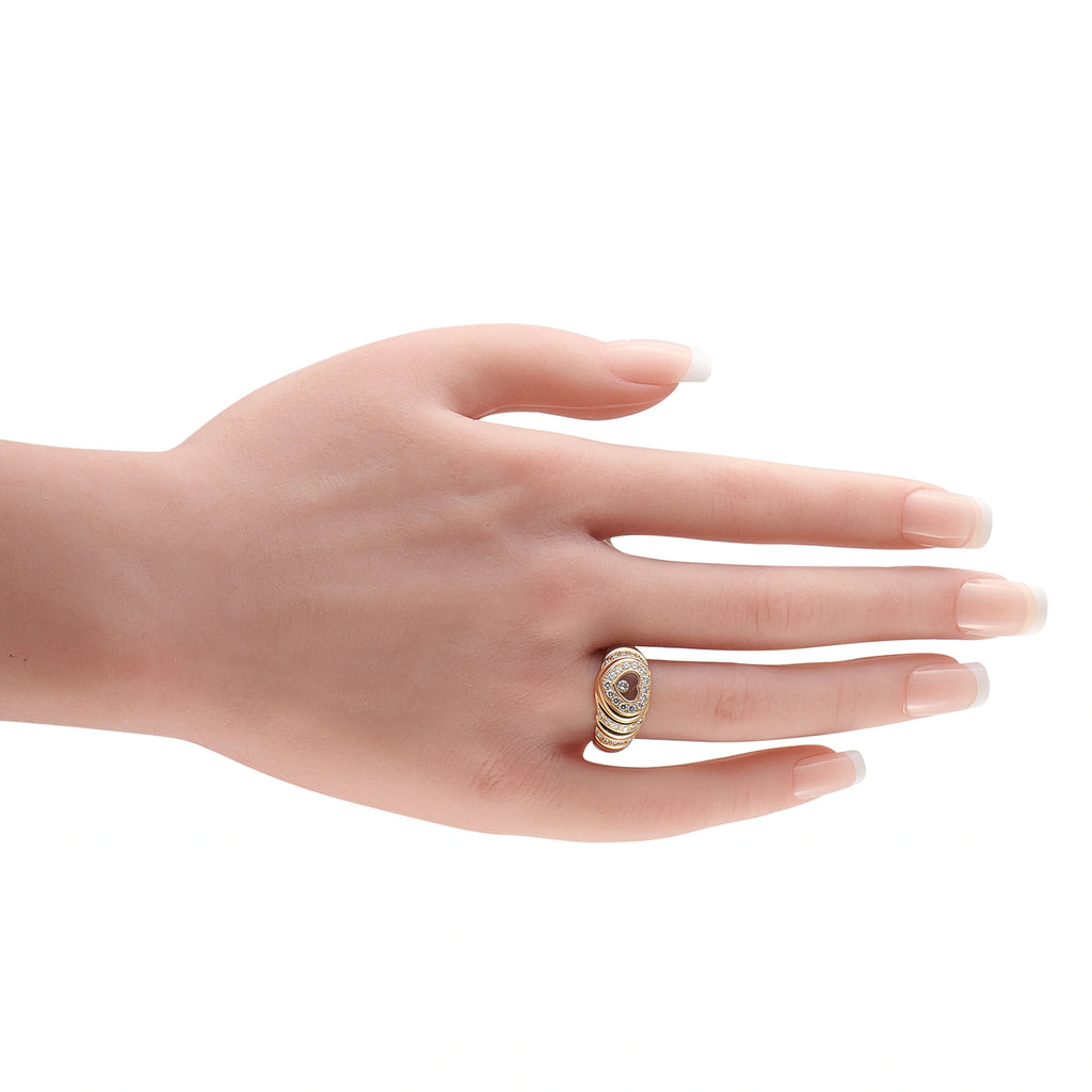 Chopard Happy Diamonds 18K yellow gold diamond ring on hand