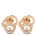 Chopard Happy Diamonds 18K rose gold diamond earrings, pair with circular halos