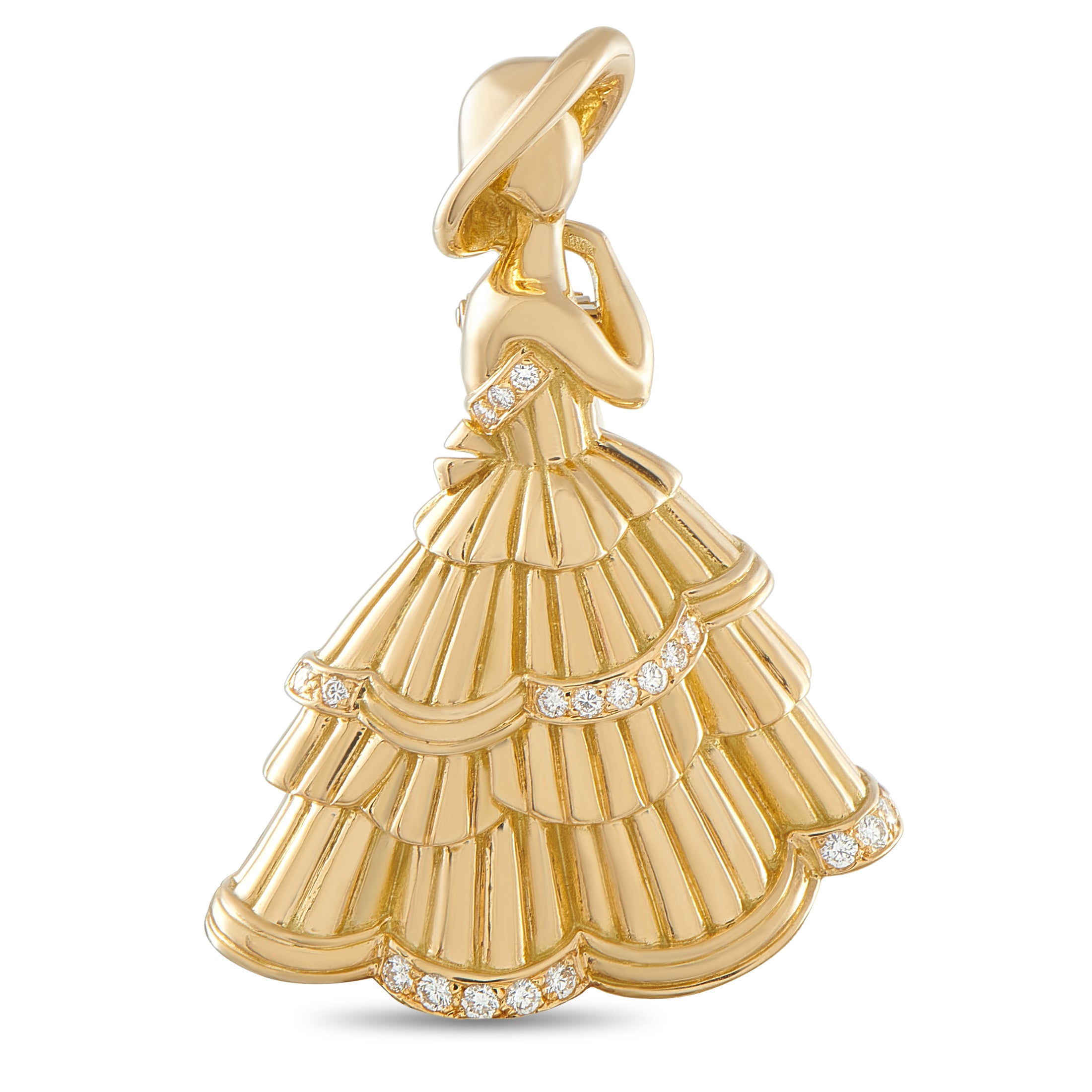 CHRISTIAN DIOR 18K Yellow Gold Diamond Brooch