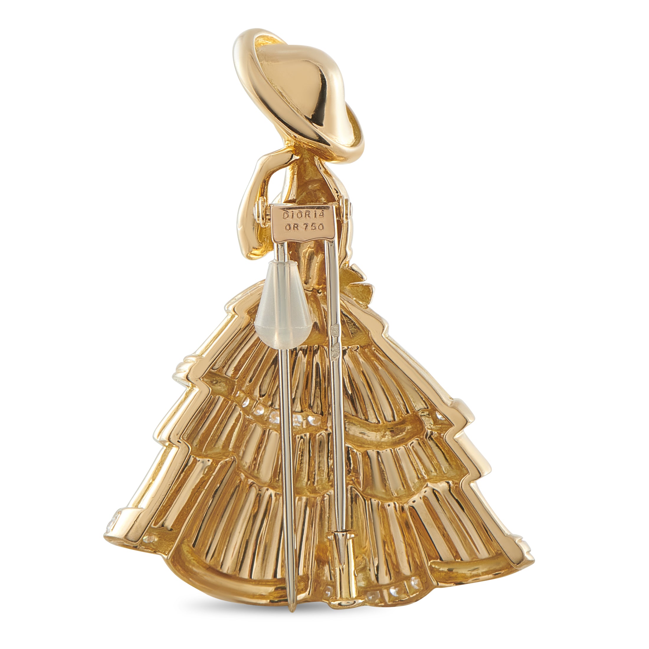 Christian Dior 18K Yellow Gold Diamond Brooch