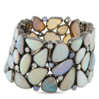 Cicada 18K White Gold 2.76ct Diamond, Opal, and Sapphire Bracelet