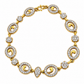 14K yellow gold diamond oval link bracelet with sparkling round stones and oval links