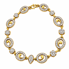 14K yellow gold diamond oval link bracelet with sparkling round stones and oval links