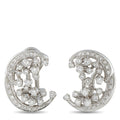 18K white gold diamond hoop earrings with round brilliant stones, scalloped edge