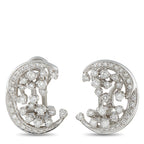 18K white gold diamond hoop earrings with round brilliant stones, scalloped edge