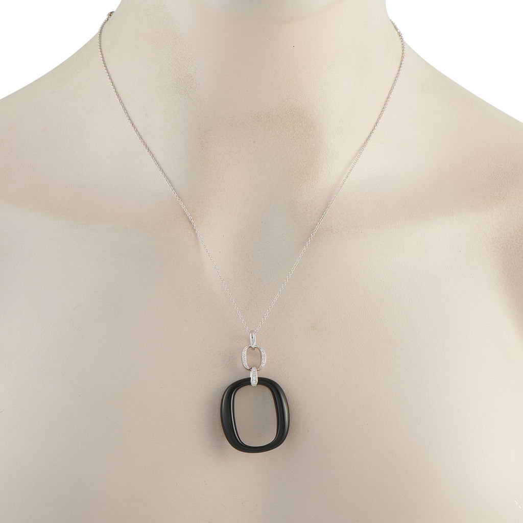 Damiani18K White Gold Diamond and Onyx Necklace
