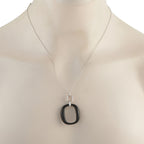 Damiani18K White Gold Diamond and Onyx Necklace