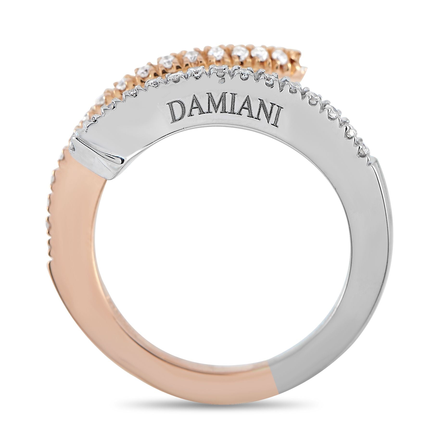 Damiani 18K White and Rose Gold Diamond Ring