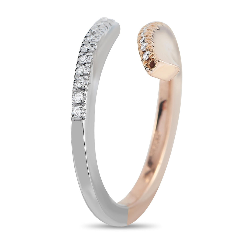 Damiani 18K White and Rose Gold Diamond Ring