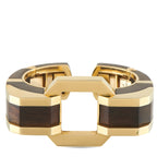 David Webb 18K Yellow Gold and Cocobolo Wood Geometric Cuff Bracelet