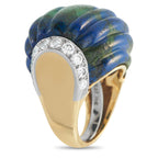 David Webb 18K Yellow Gold and Platinum 1.20ct Diamond Azurmalachite Ring