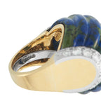 David Webb 18K Yellow Gold and Platinum 1.20ct Diamond Azurmalachite Ring