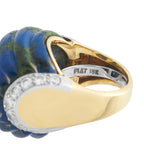 David Webb 18K Yellow Gold and Platinum 1.20ct Diamond Azurmalachite Ring