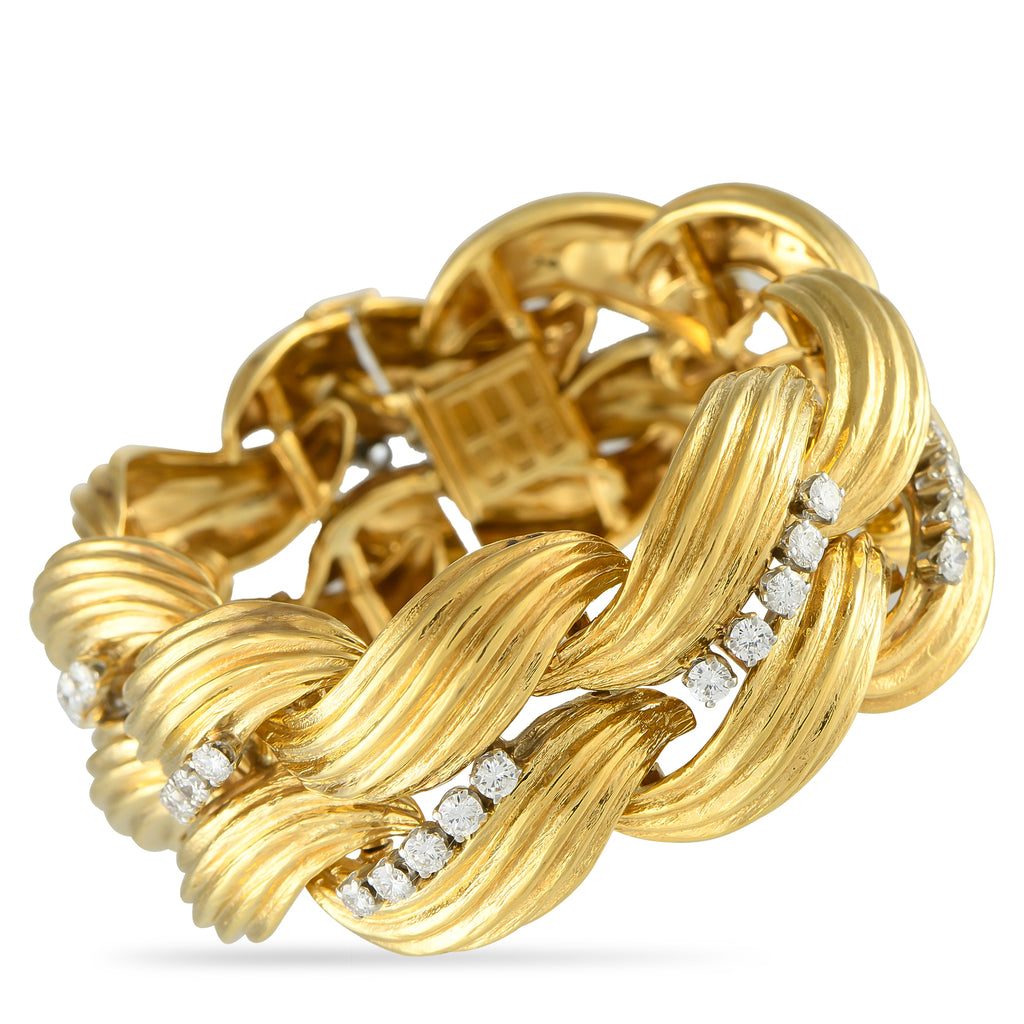 David Webb 18K Yellow Gold 4.50ct Diamond Bracelet