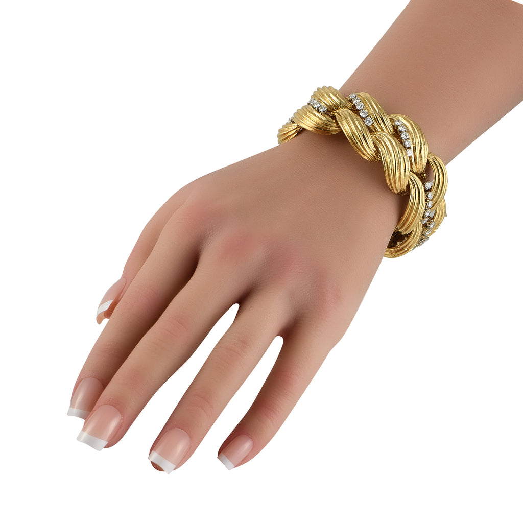 David Webb 18K Yellow Gold 4.50ct Diamond Bracelet