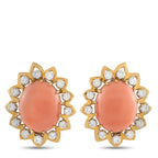 David Webb 18K Yellow Gold 3.40ct Diamond and Coral Clip-On Earrings – These David Webb earrings are an instant classic
