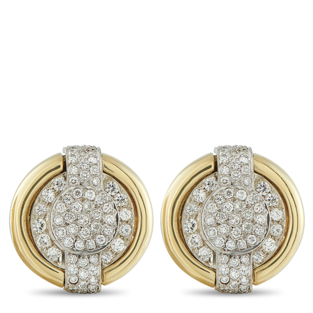 David Webb 18K Yellow Gold 3.80ct Diamond Earrings