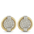 David Webb 18K yellow gold diamond hoop stud earrings with pavé flower cluster