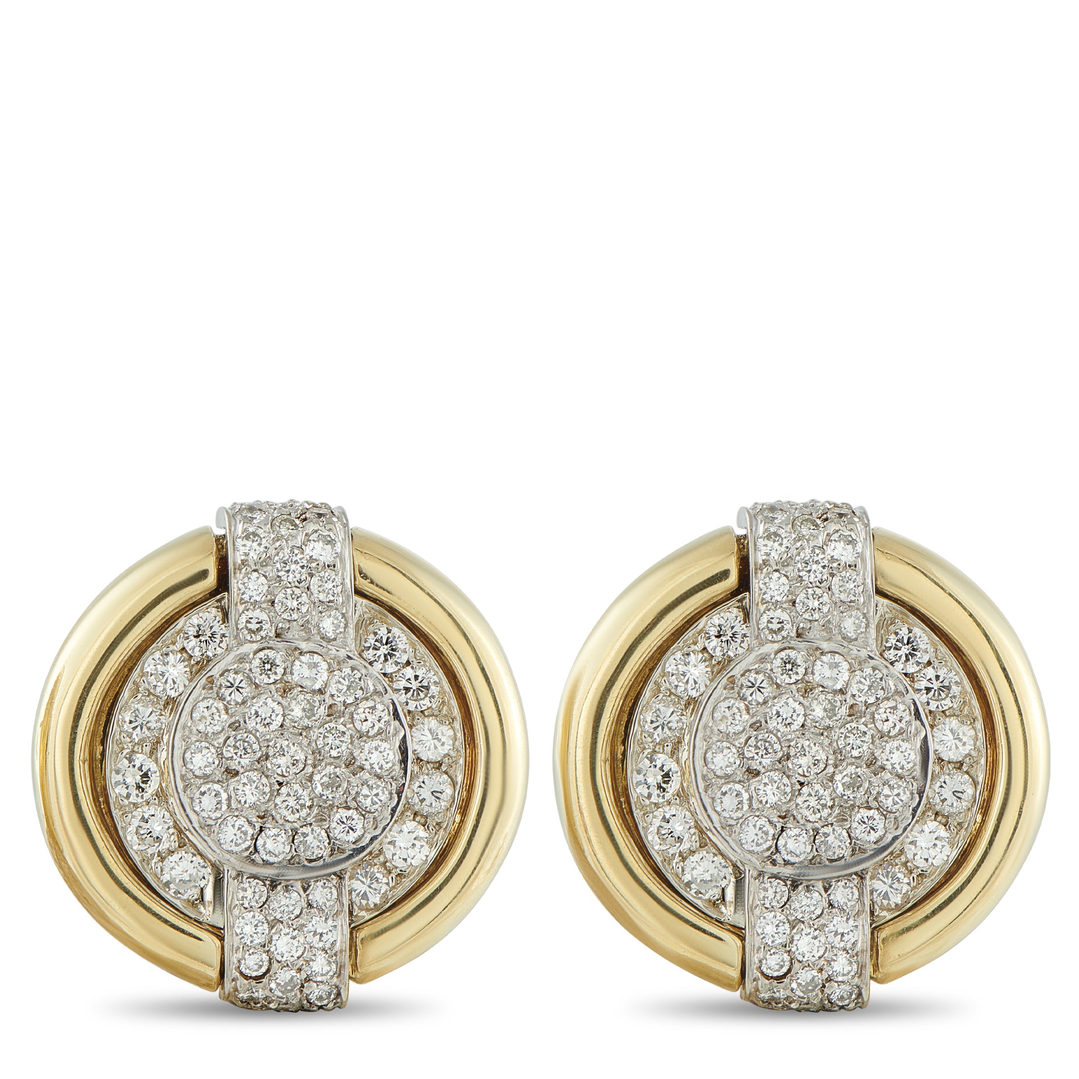 David Webb 18K Yellow Gold 3.80ct Diamond Earrings