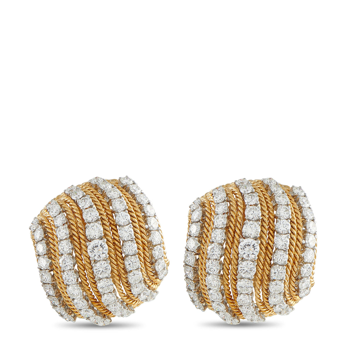 David Webb 18K Yellow Gold 8.0ct Diamond Earrings