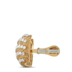 David Webb 18K yellow gold diamond hoop earrings, side view with bar closure