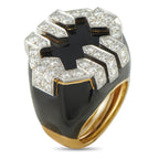 David Webb18K Yellow Gold 1.10ct Diamond and Enamel Ring