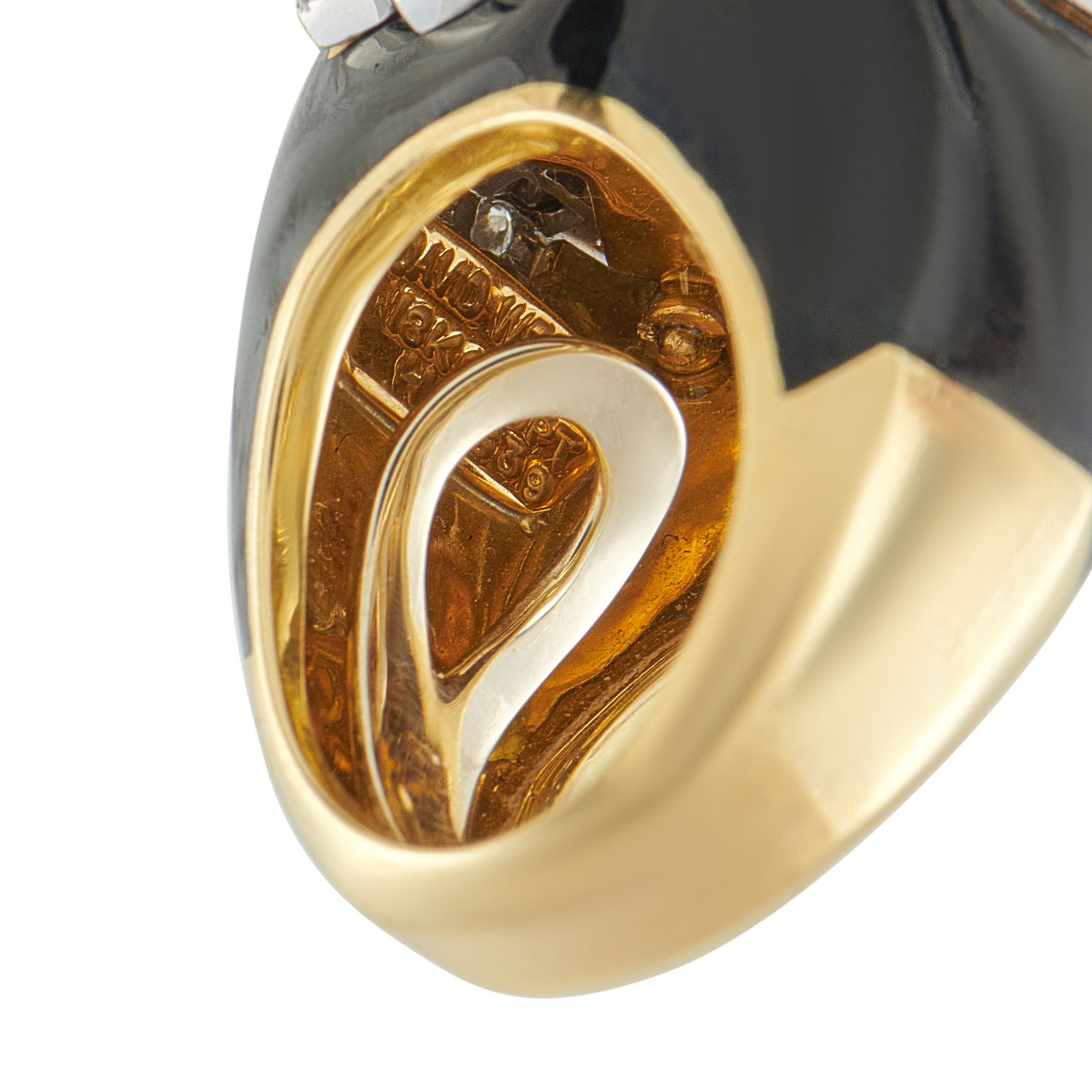 David Webb18K Yellow Gold 1.10ct Diamond and Enamel Ring