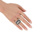 DAVID WEBB 18K Yellow Gold 3.50ct Diamond and Onyx Ring