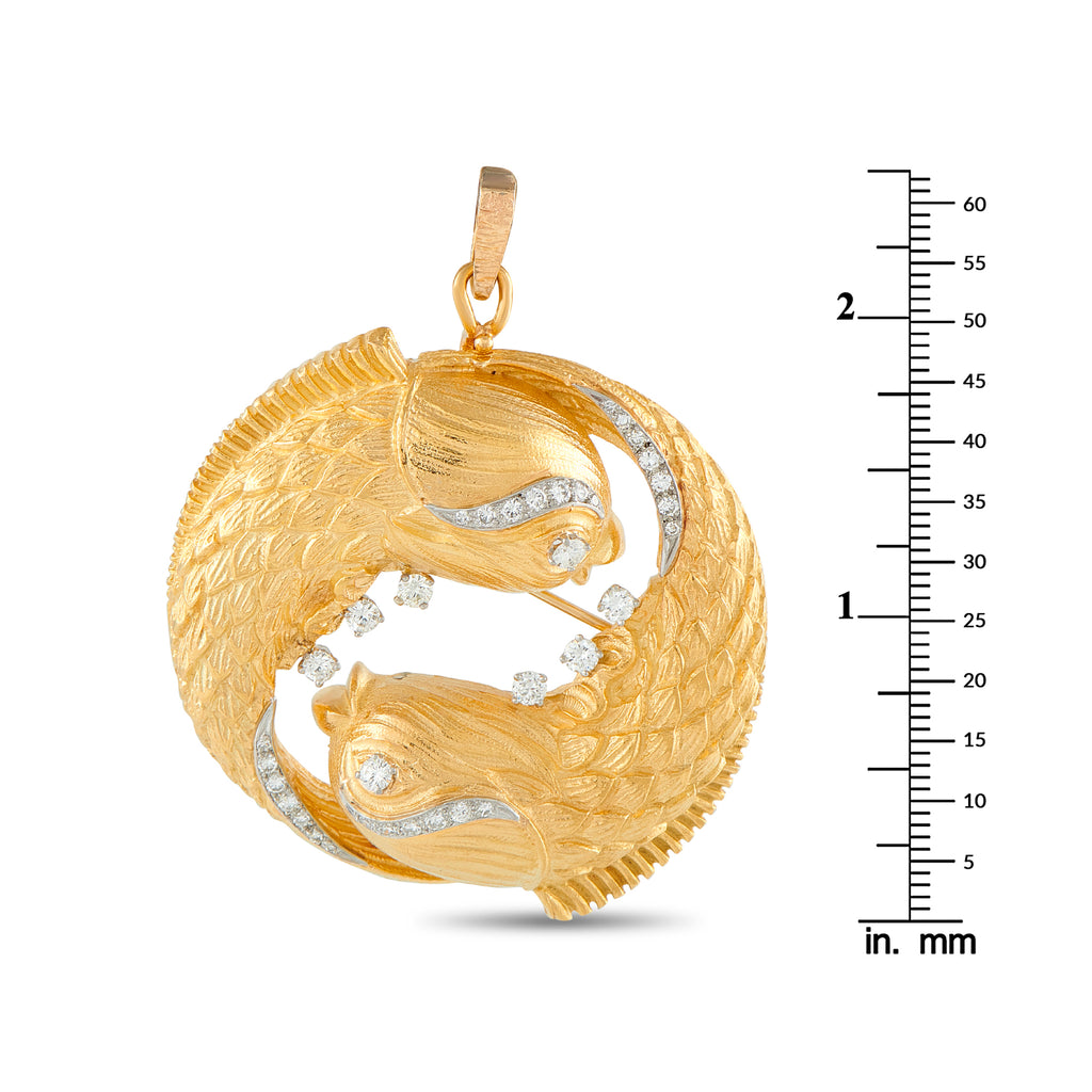 DAVID WEBB Vintage 18K Yellow Gold 1.50ct Diamond Fish Pendant