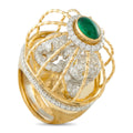 David Webb Platinum and 18K Yellow Gold Diamond and Emerald Cage Ring