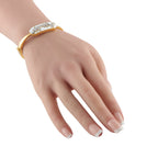 DAVID WEBB 18K Yellow Gold 0.34ct Diamond and White Enamel Skip Bracelet