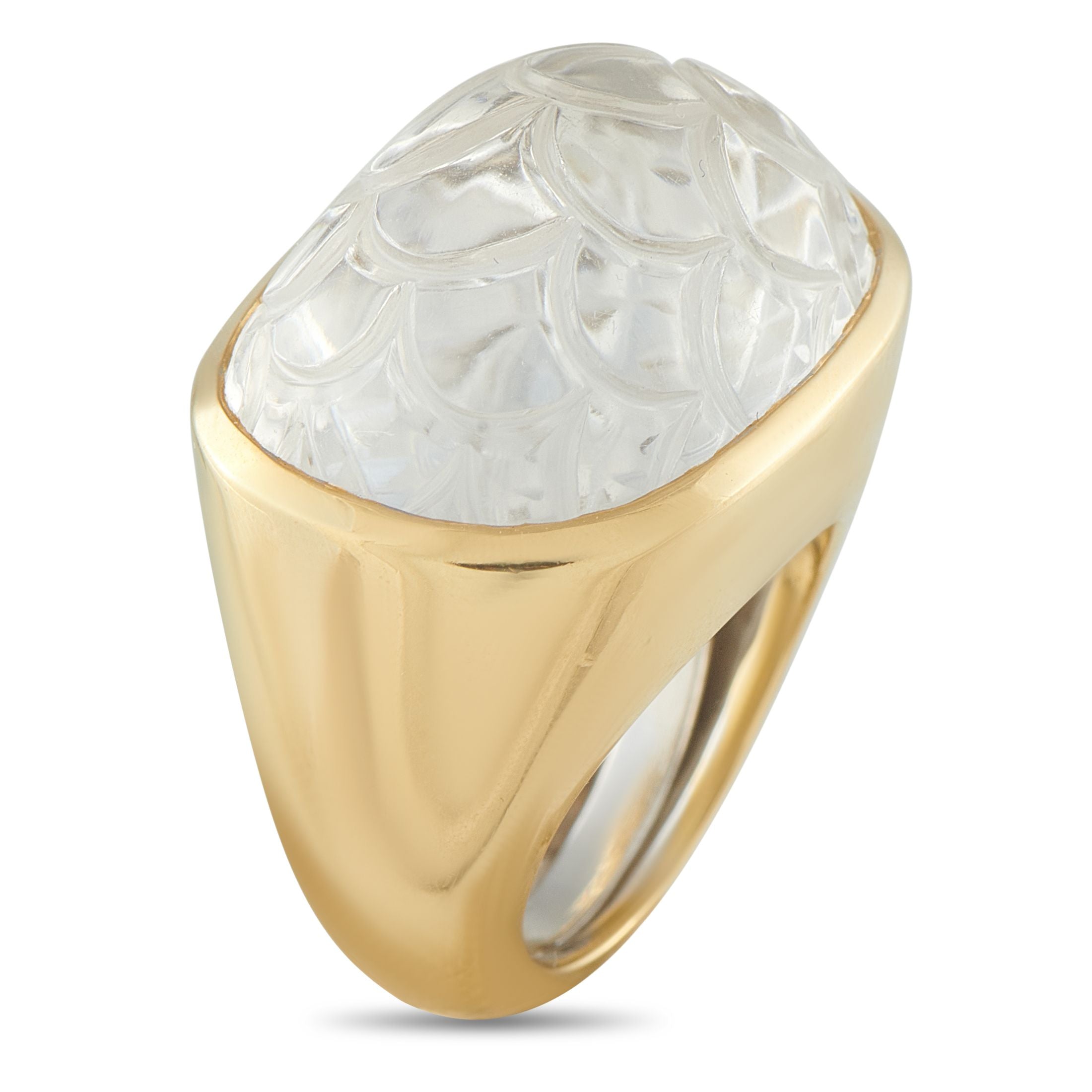 David Webb18K Yellow Gold Rock Crystal Dome Ring