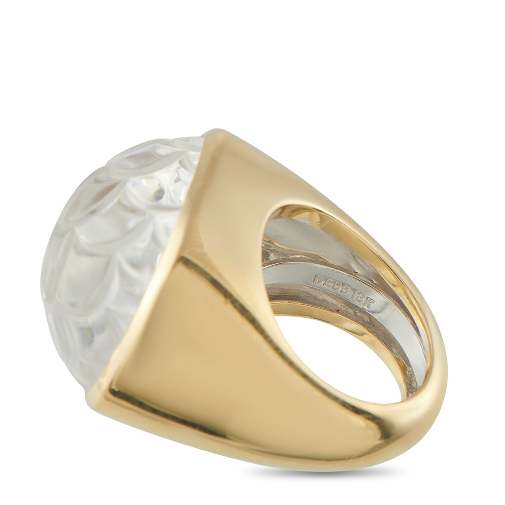 David Webb18K Yellow Gold Rock Crystal Dome Ring